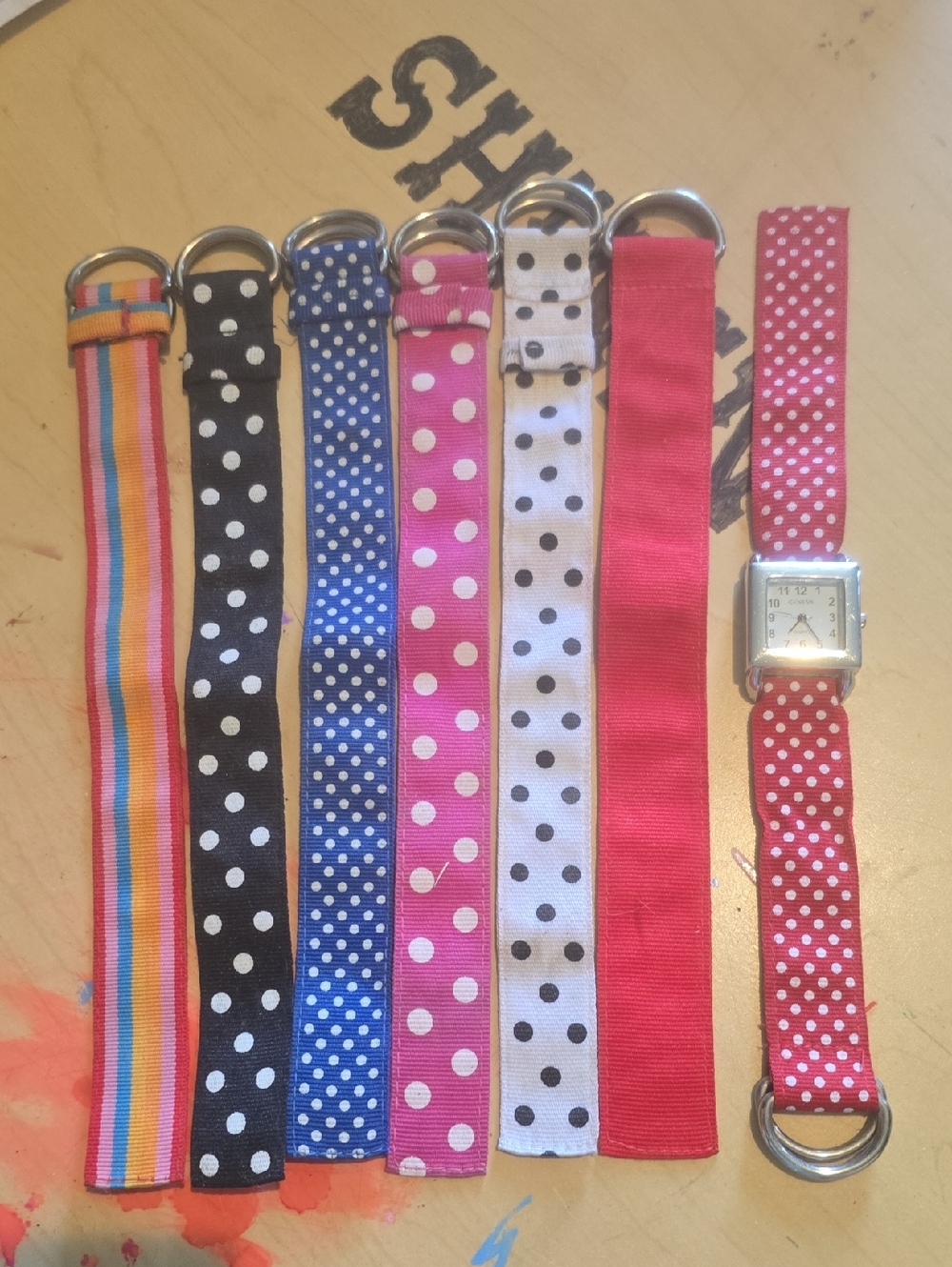 Polka Dot & Stripe Fabric Watch Bands With WATCH - Assorted Colors